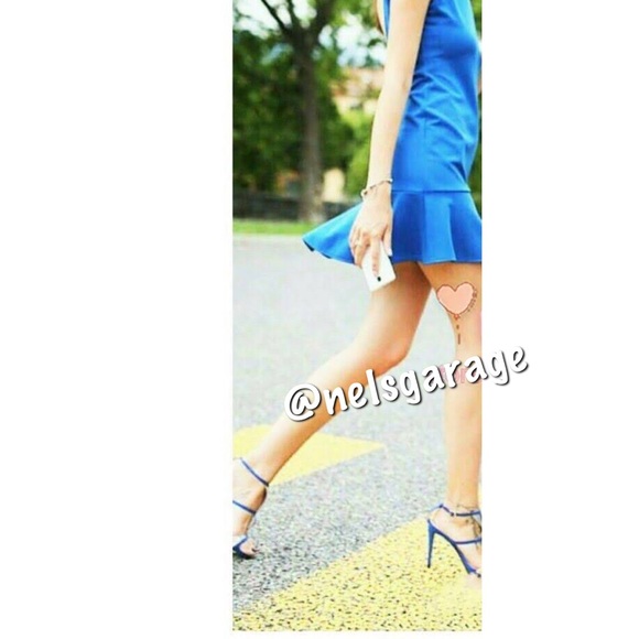 Zara NWT Electric Blue Open Back Dress with Ruffle and Frill Skirt Hem Small - Picture 8 of 12